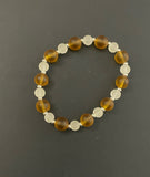 Frosted Browns and White Glass Stacked Bracelet