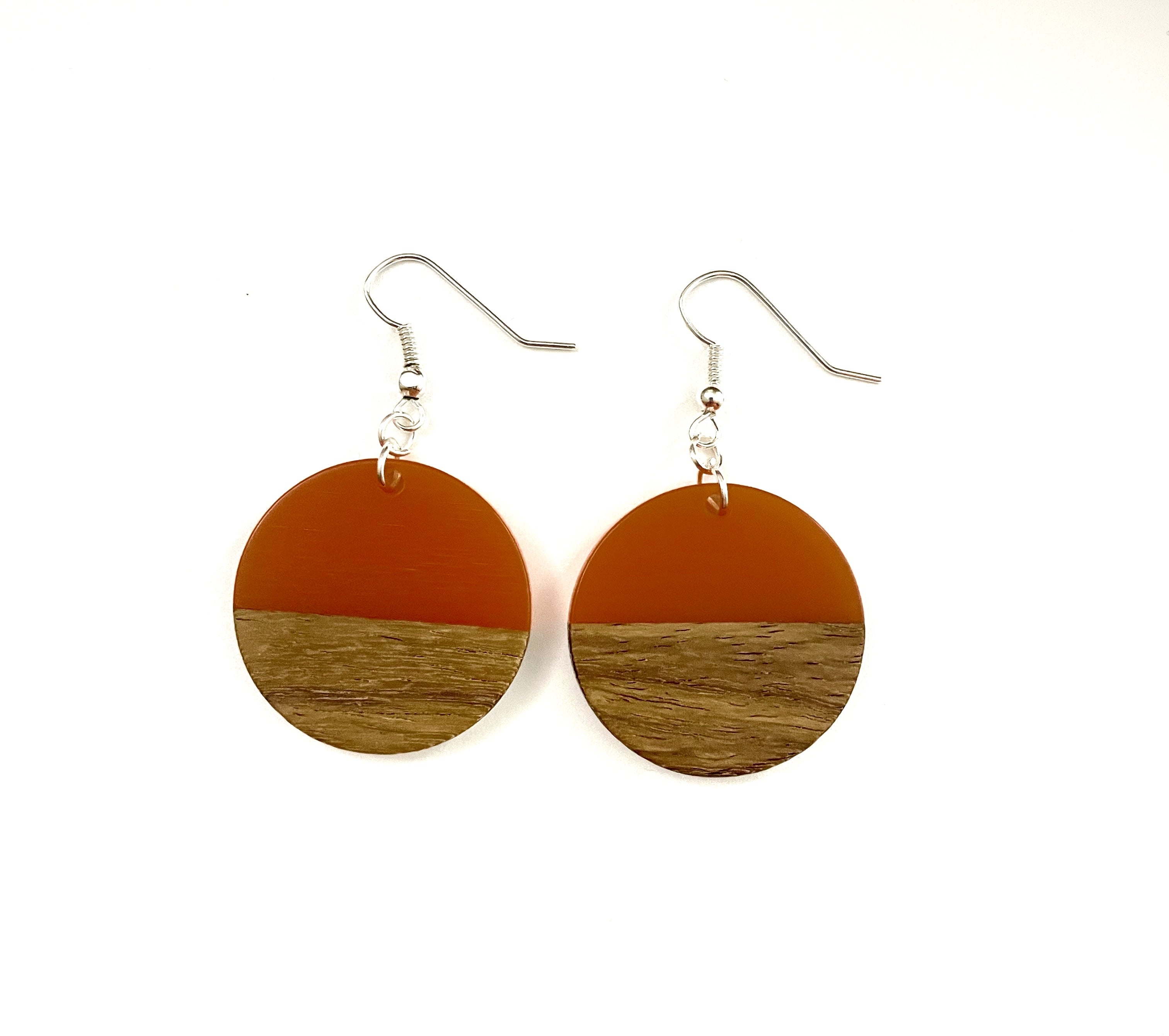 Medium Circle Resin & Wood  Earrings