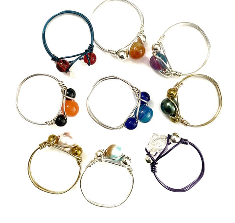 Glass Wire Wrapped Rings