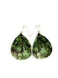 Green Clover with Black Background Faux Leather Earrings