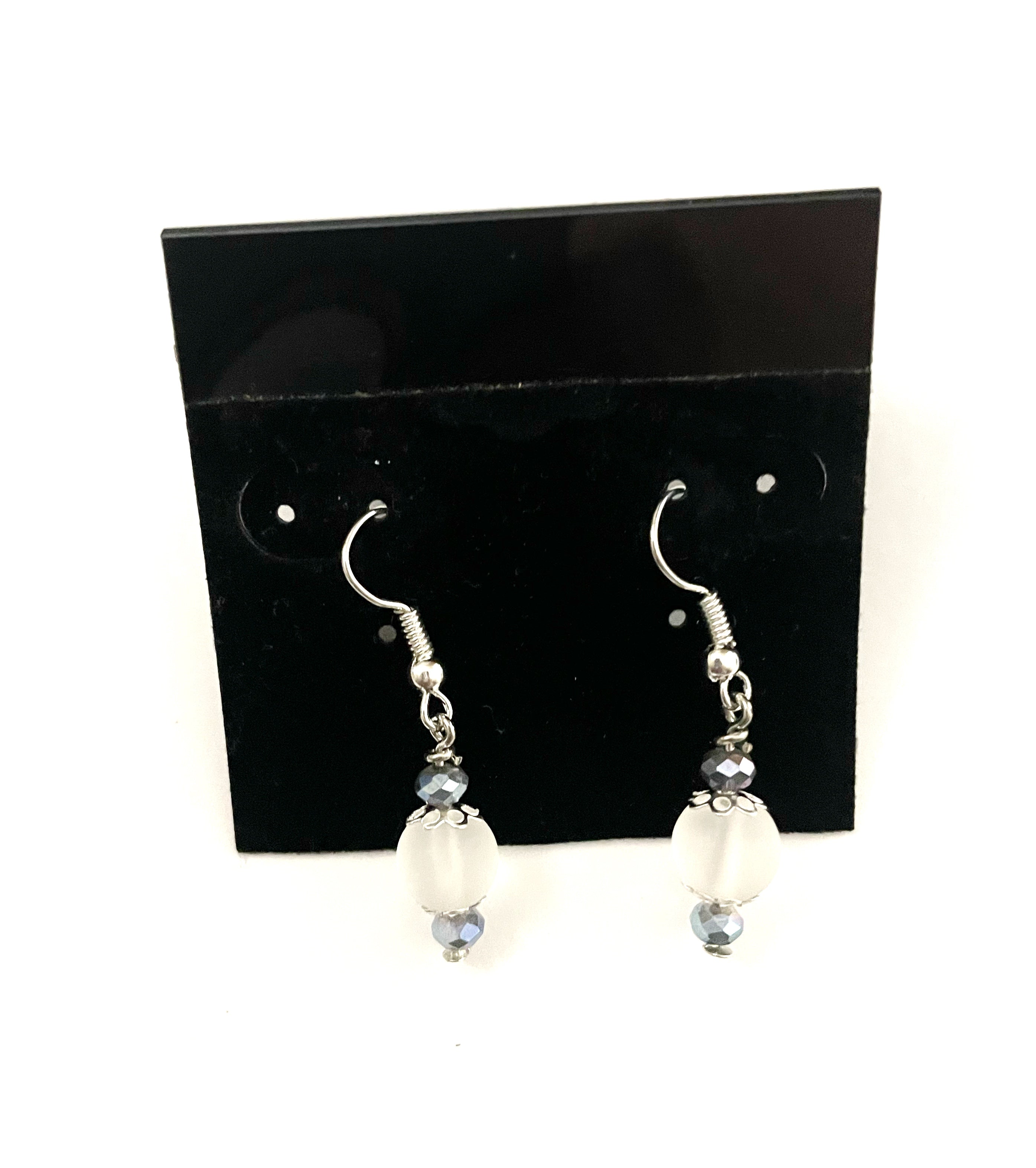 Frost White Glass Earrings