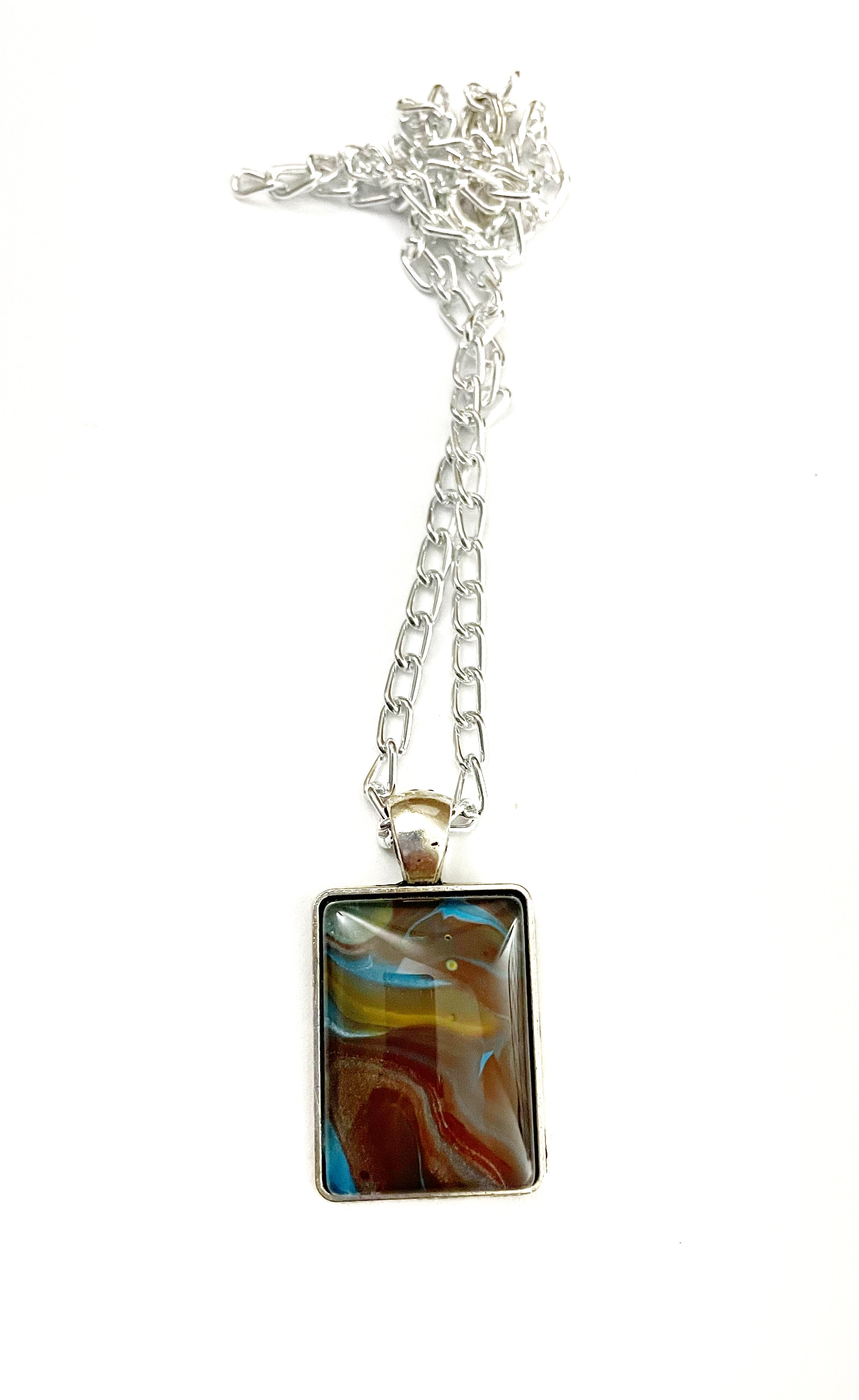 Brown, Blue and Yellow Acrylic Necklaces
