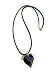 Blue, Punk and Yellow Dichroic Heart Necklace