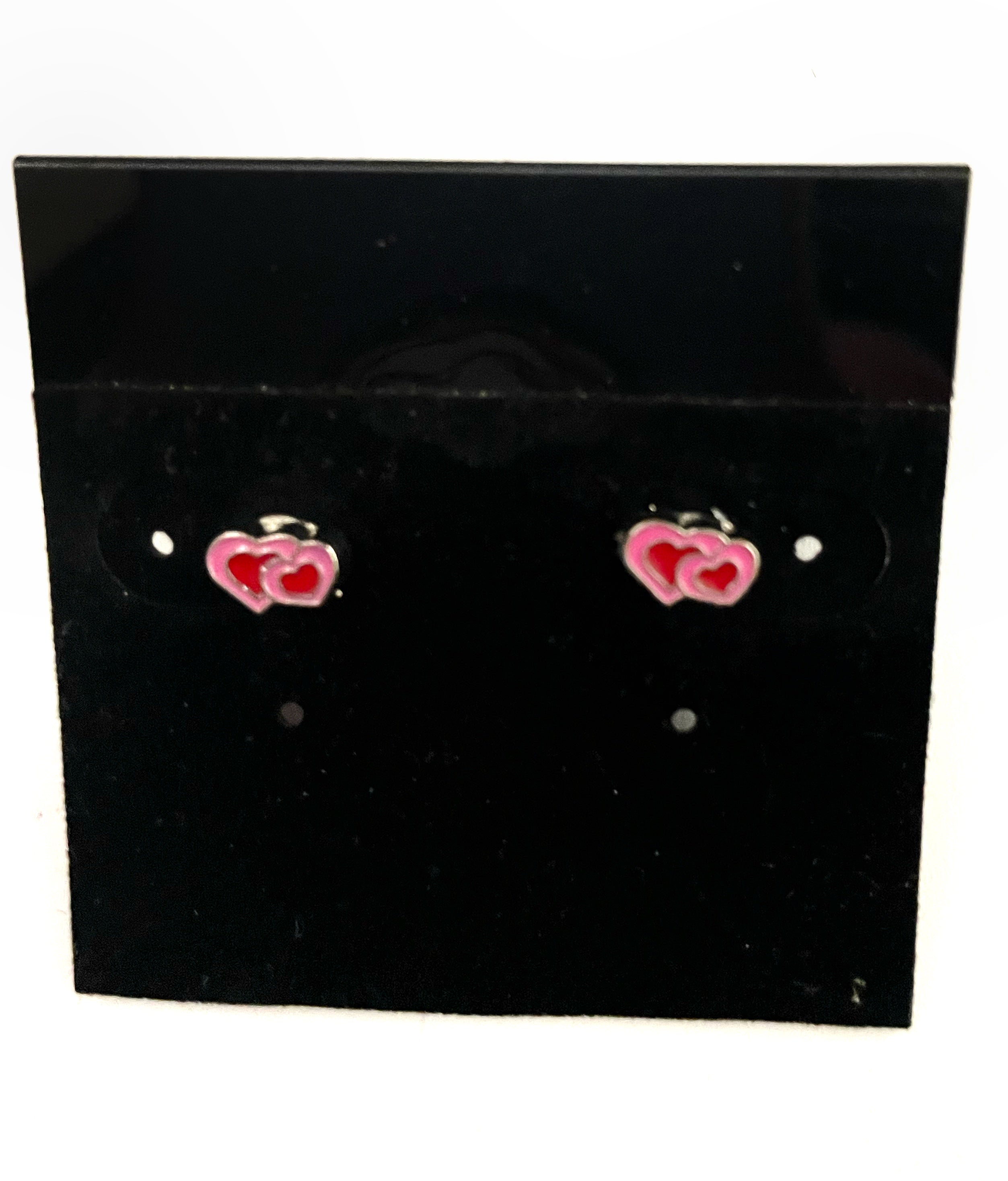 Double Heart Post Earrings