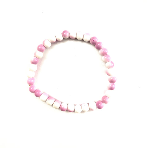 Pink and White Opaque Stretchy Bracelet