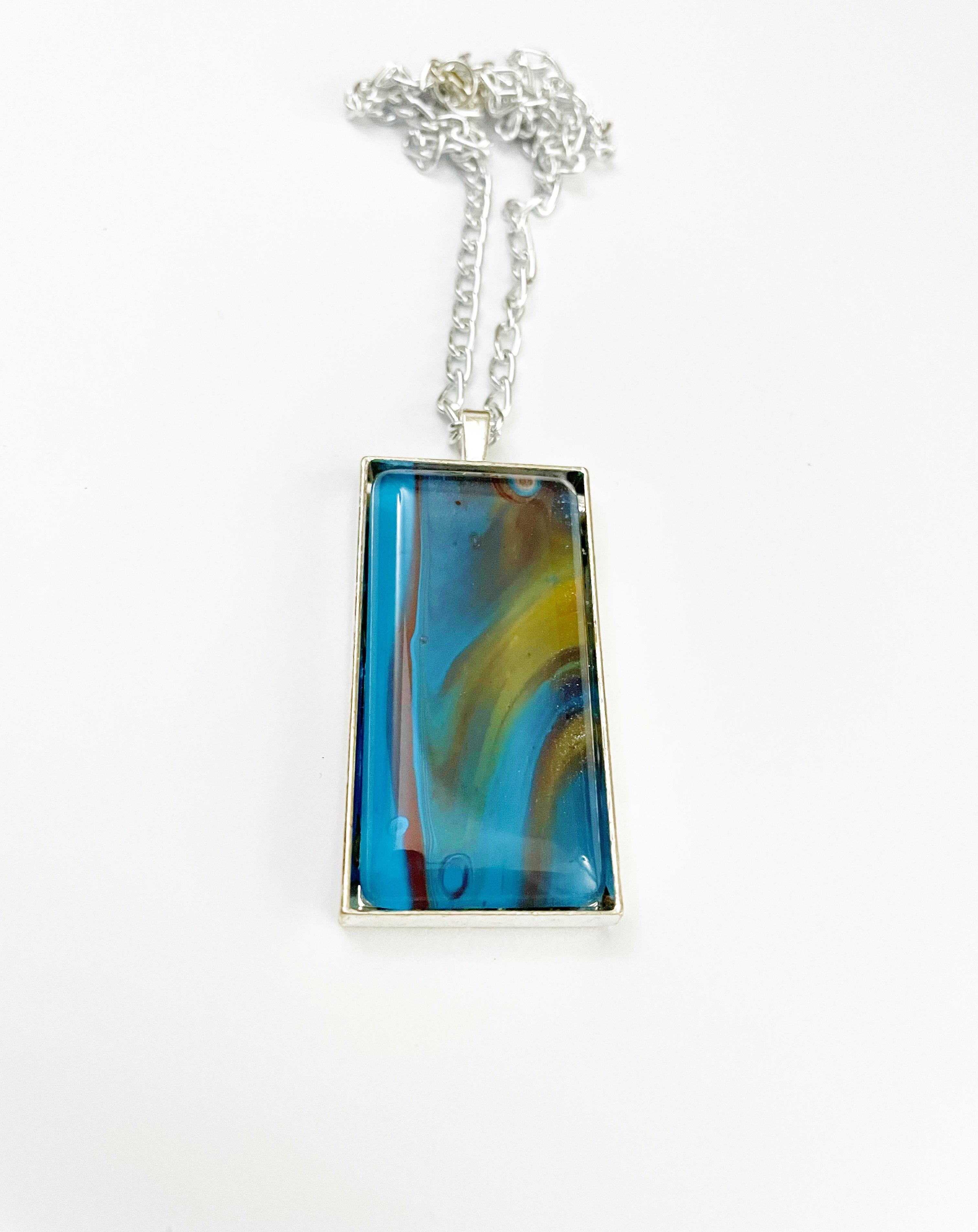 Brown, Blue and Yellow Acrylic Necklaces
