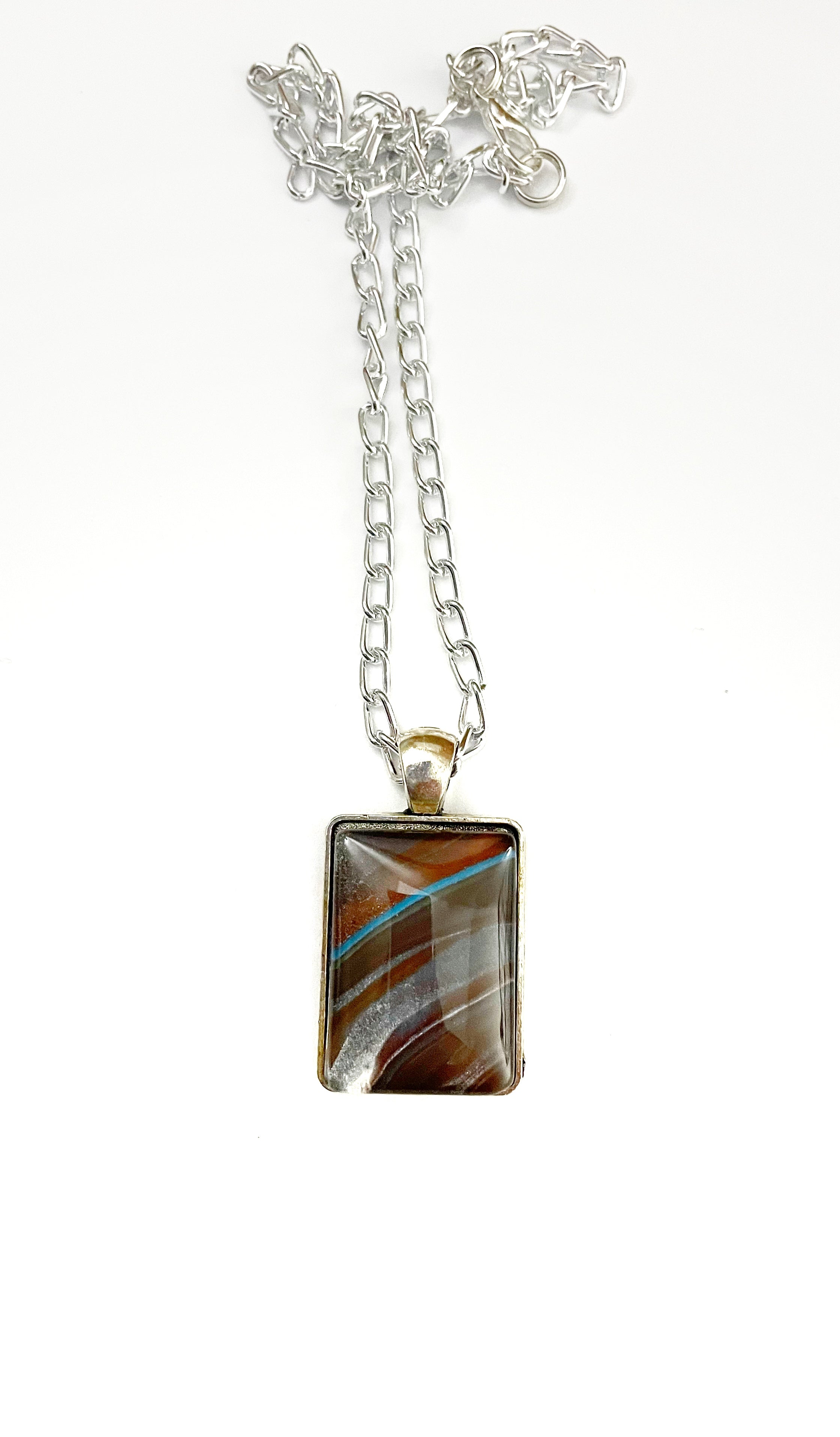 Brown, Blue and Yellow Acrylic Necklaces