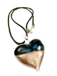 Black and Purple Heart with Dichroic Glass Necklace