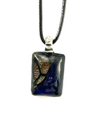 Golden Pink and Blue Dichroic Rectangle Necklace