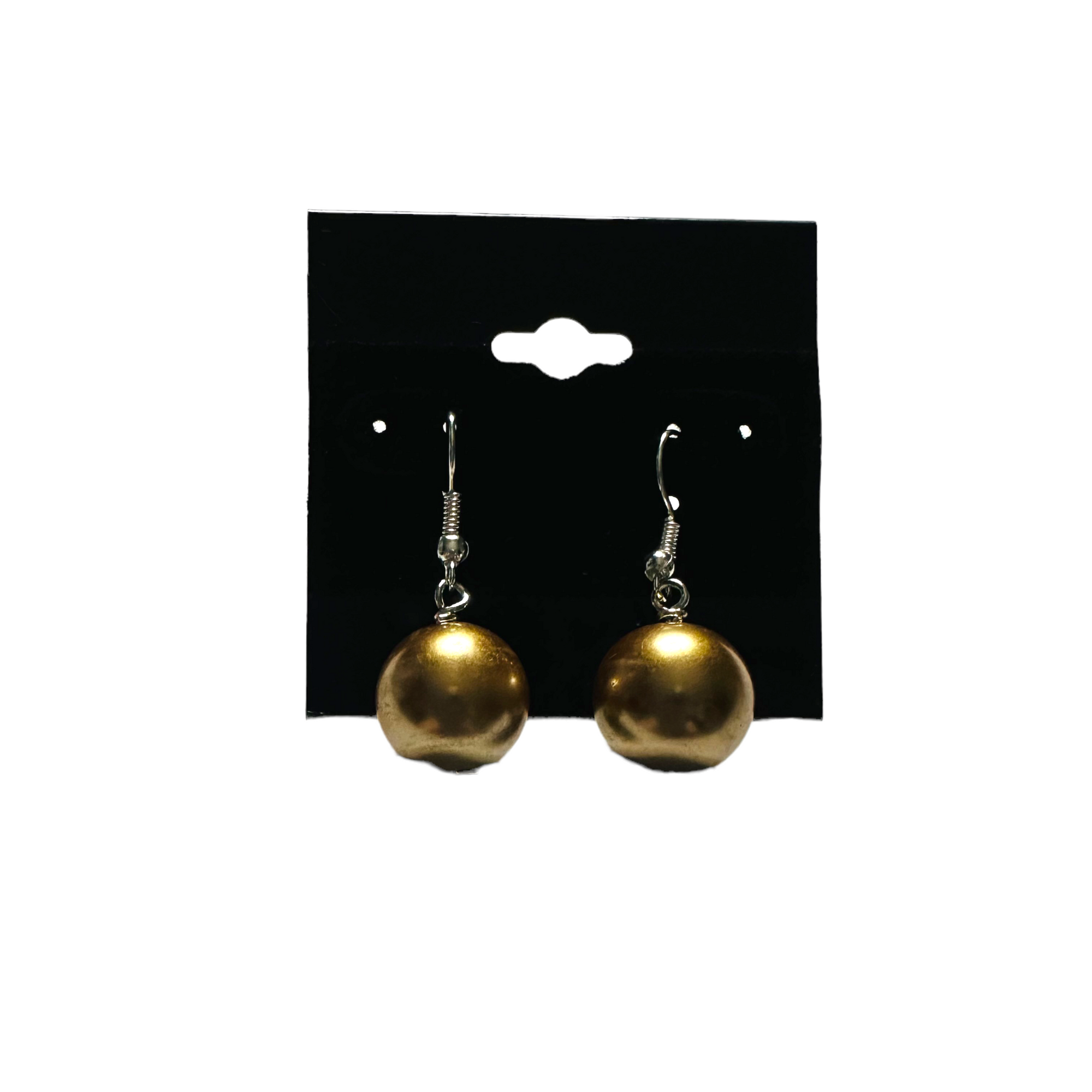 Light Brown Glass Pearl Earrings