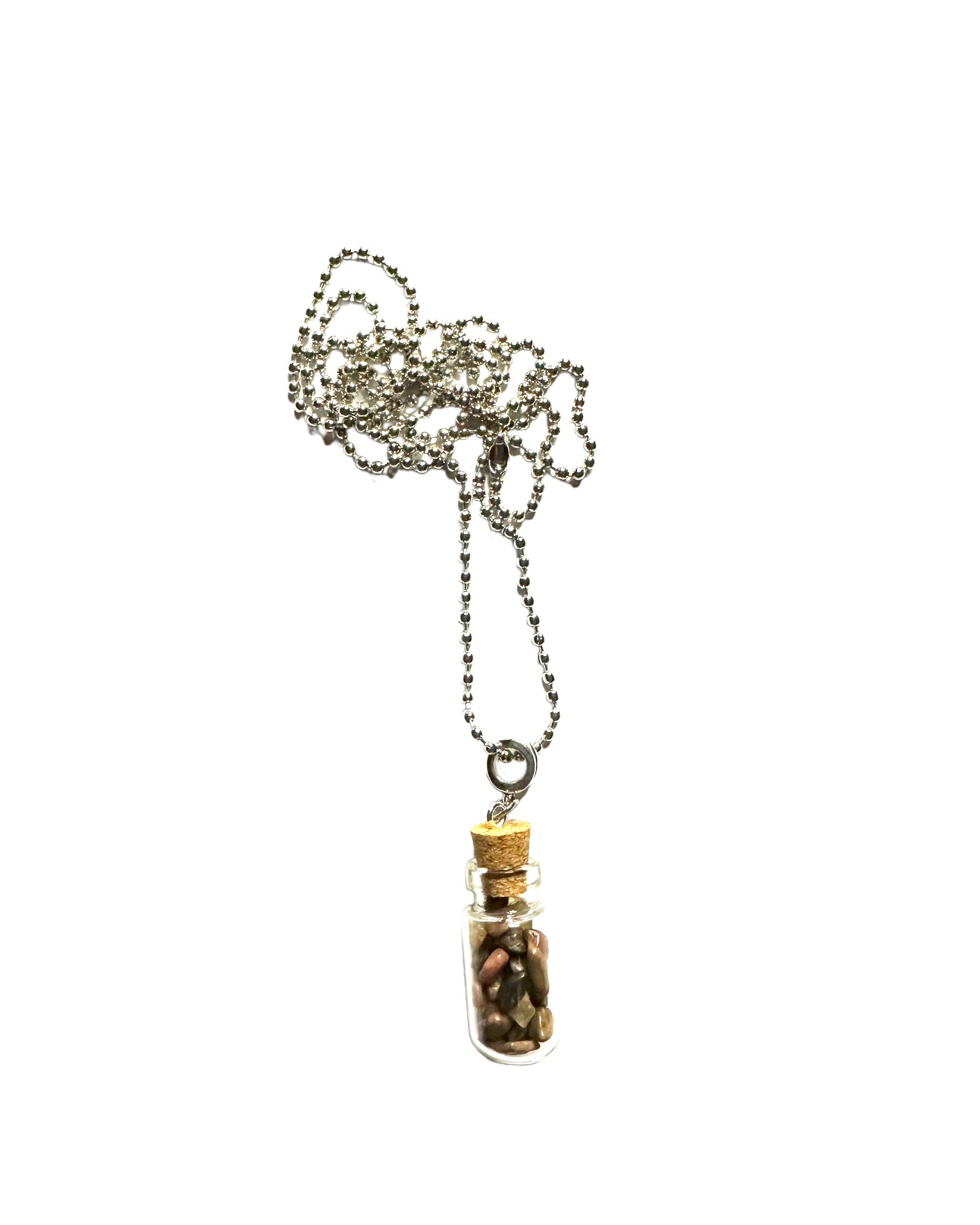 Crystal Chips in Glass Bottle Necklace