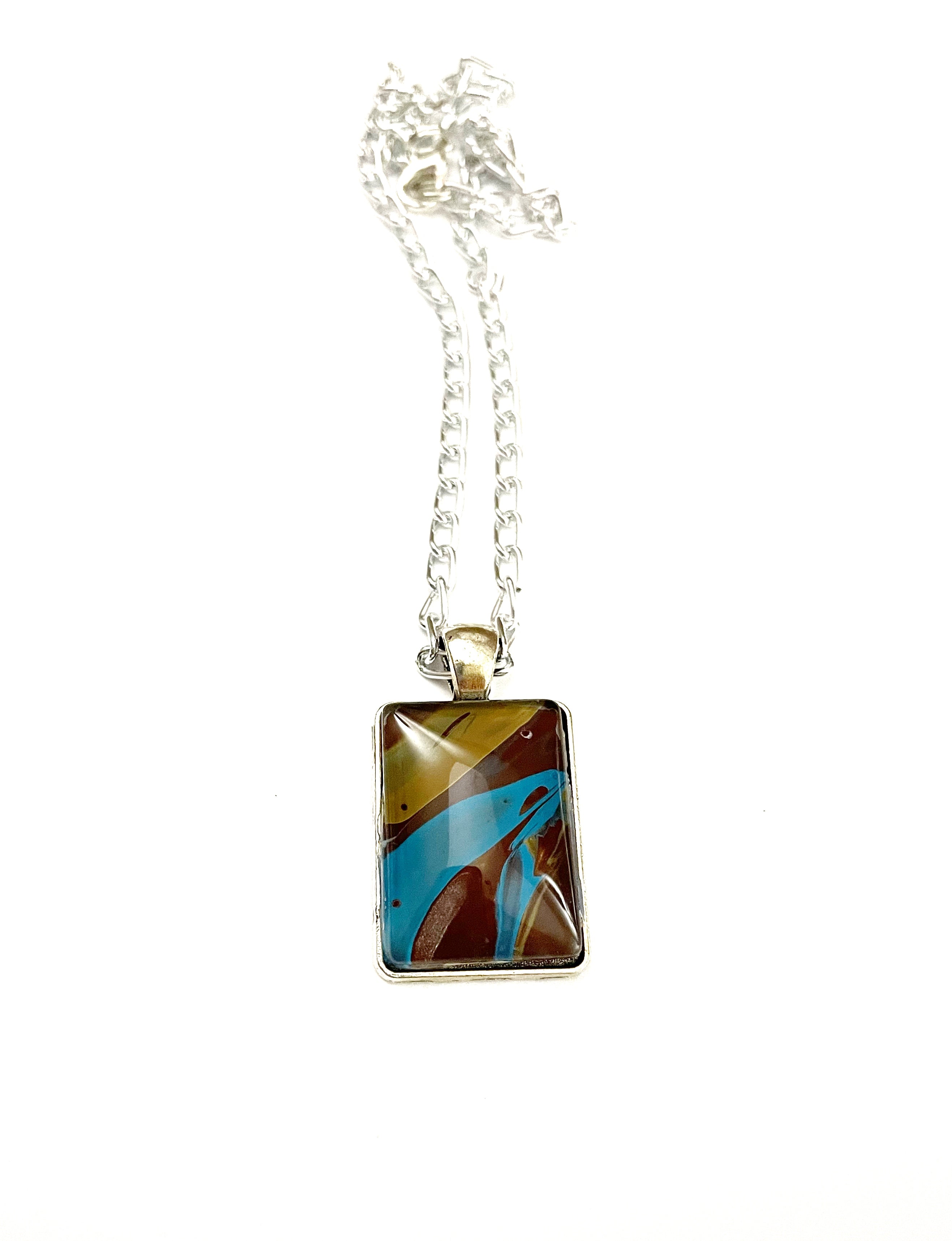 Brown, Blue and Yellow Acrylic Necklaces