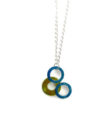 Lime Green and Blue 3 Washer Necklace
