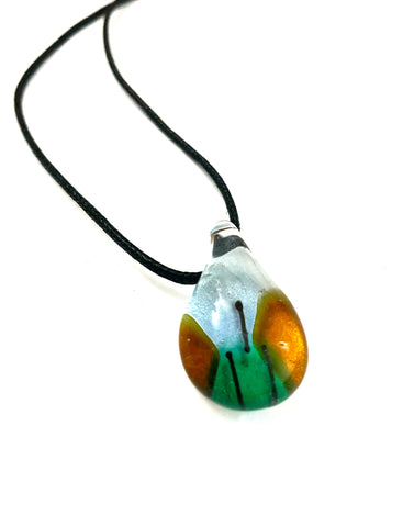 Blue, Green and Brown Glass Necklace