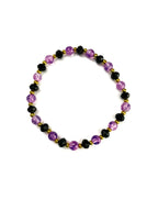 Purple and Black Glass Stretchy Bracelet