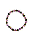 Purple and Black Glass Stretchy Bracelet