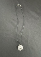 White with Black Line Circle Glass Necklace
