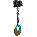 Oval Resin and Wood Pendant Necklace