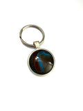 Brown and Blue Acrylic Paint Key Ring