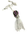 Purple and Black with Silver Chain Tassel Necklace