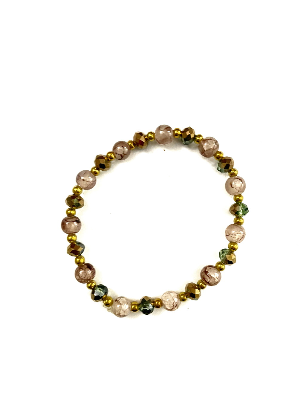 Milky White with Brown Lines Stretchy Bracelet