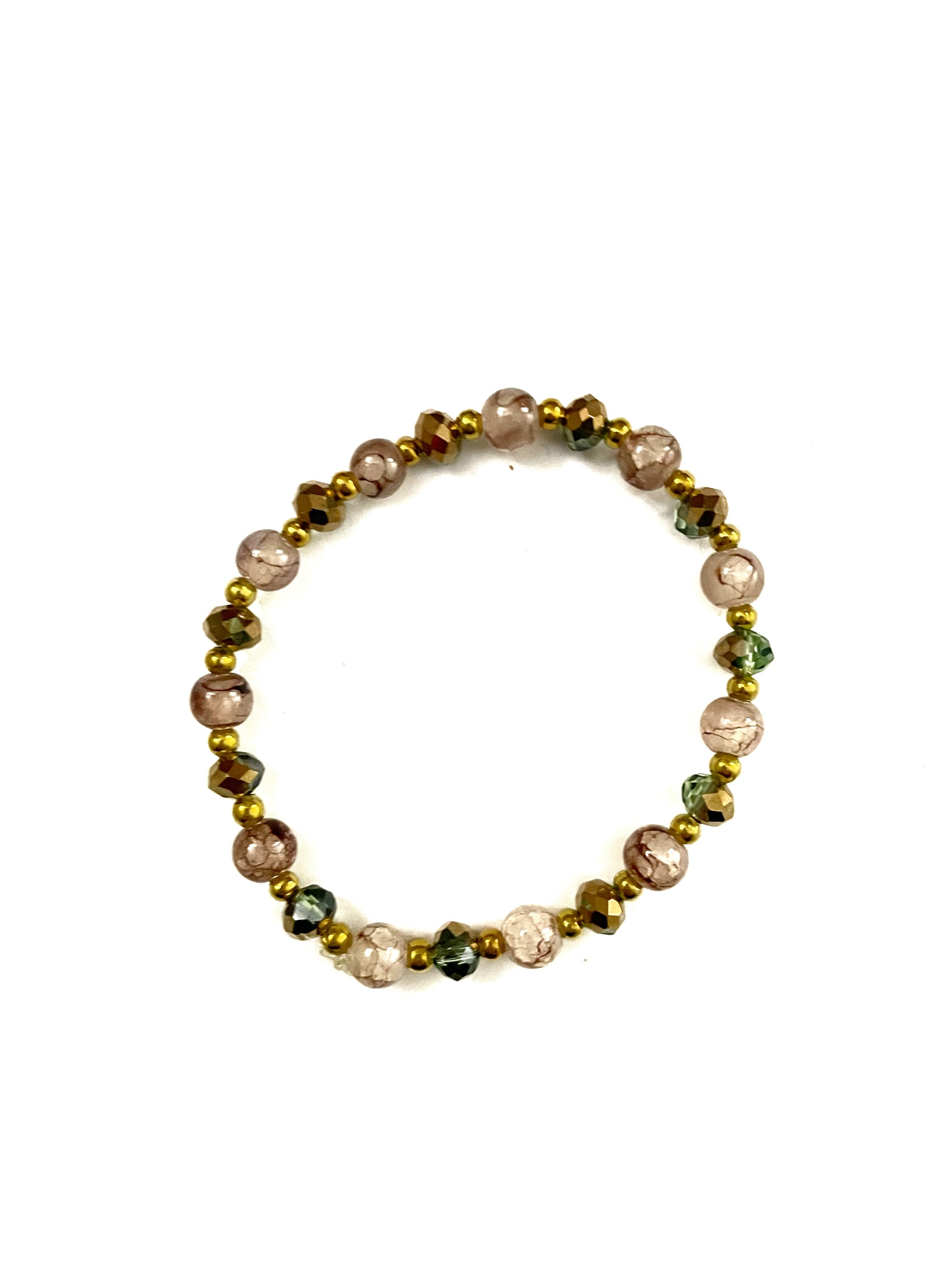 Milky White with Brown Lines Stretchy Bracelet