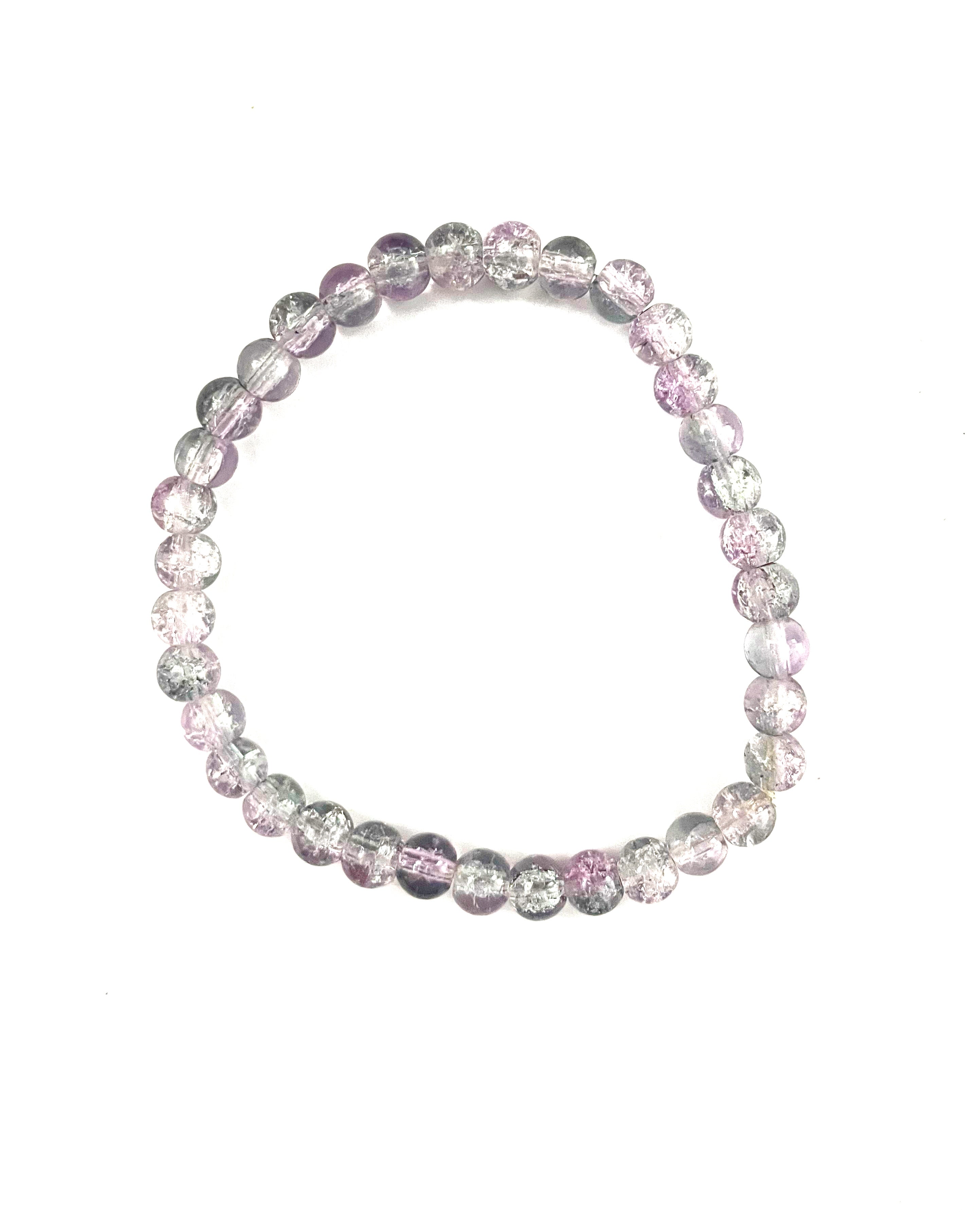 Light Purple and Clear Crackle Glass Stretchy Bracelet
