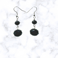 Black Rondelle Glass Earrings