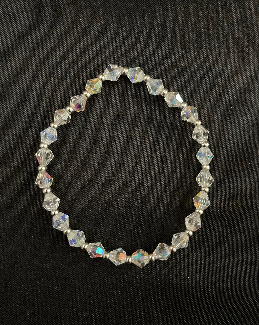 Clear Bicone Bead Stretchy Bracelet
