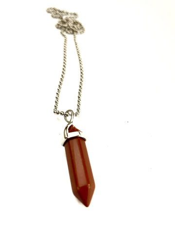 Red Jasper Bullet Pendant Necklace