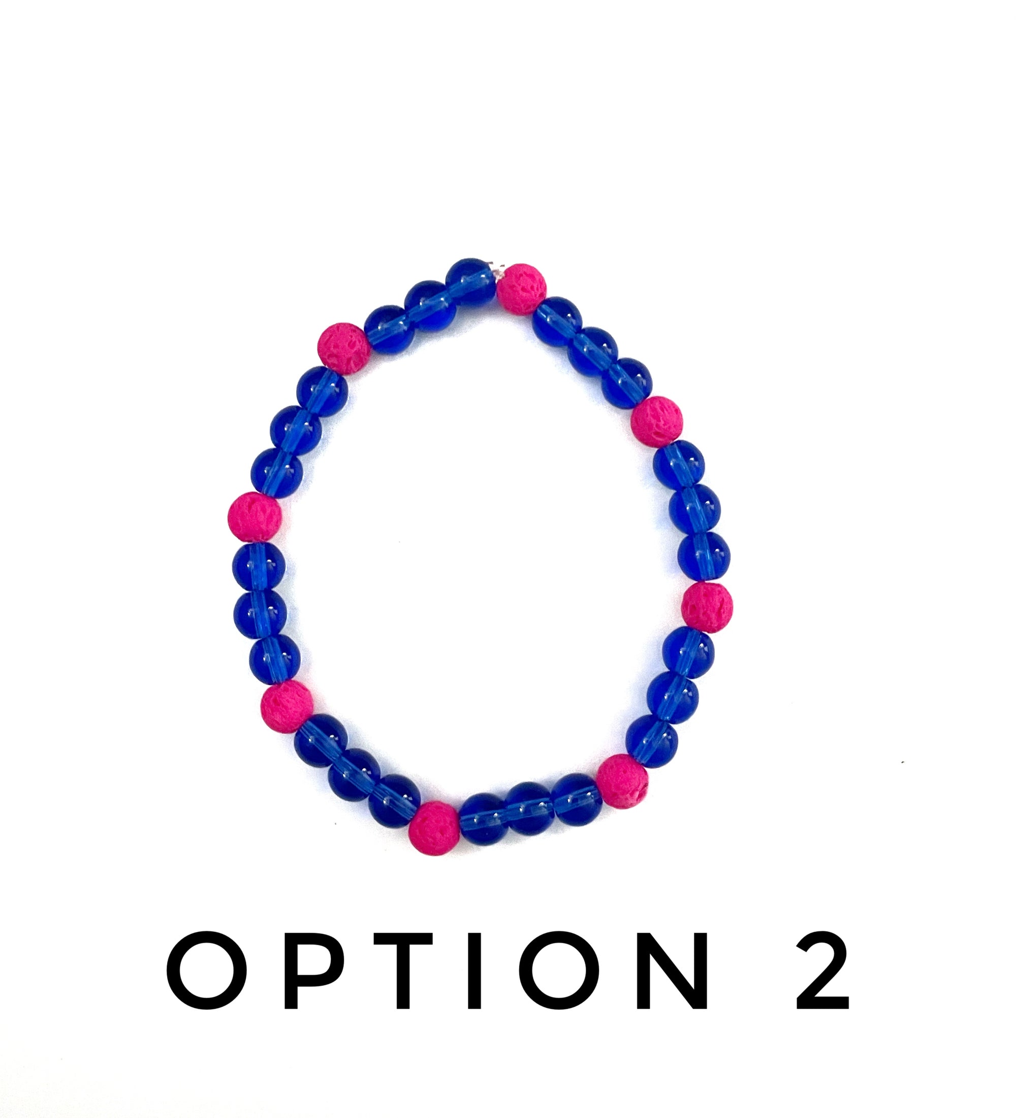 Dark Blue Glass and Hot Pink Lava Stone Bracelet