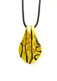 Yellow with Black Lines Glass Necklace