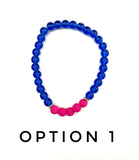 Dark Blue Glass and Hot Pink Lava Stone Bracelet