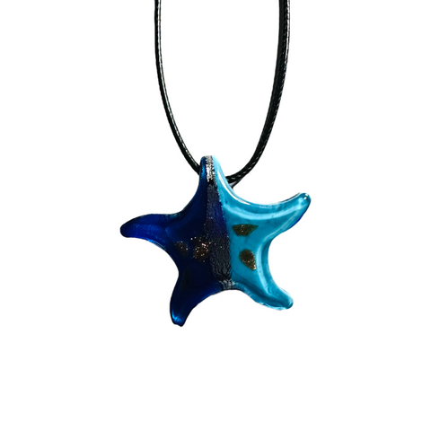 Blue Starfish Glass Necklace