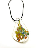 Multiple Color Glass on Clear Glass Necklace