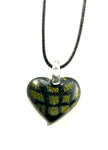 Golden Yellow Checkerboard Dichroic Heart Necklace