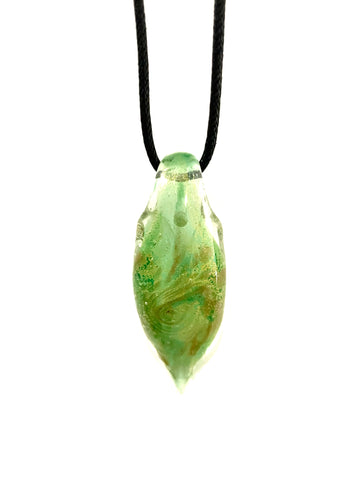 Green with Gold Flake Glass Necklace