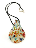 Red, Blue and Yellow on Clear Glass Necklace