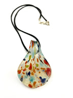 Red, Blue and Yellow on Clear Glass Necklace