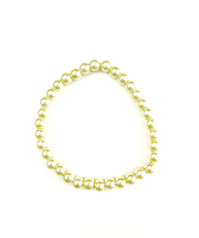 Very Light Yellow Glass Pearl Stretchy Bracelet
