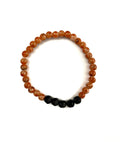 Orange Red Speckled Glass Stretchy Bracelet