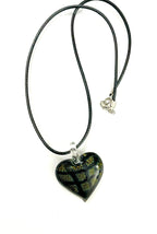 Golden Yellow Checkerboard Dichroic Heart Necklace