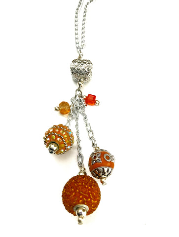 Orange Bead Dangle Necklace