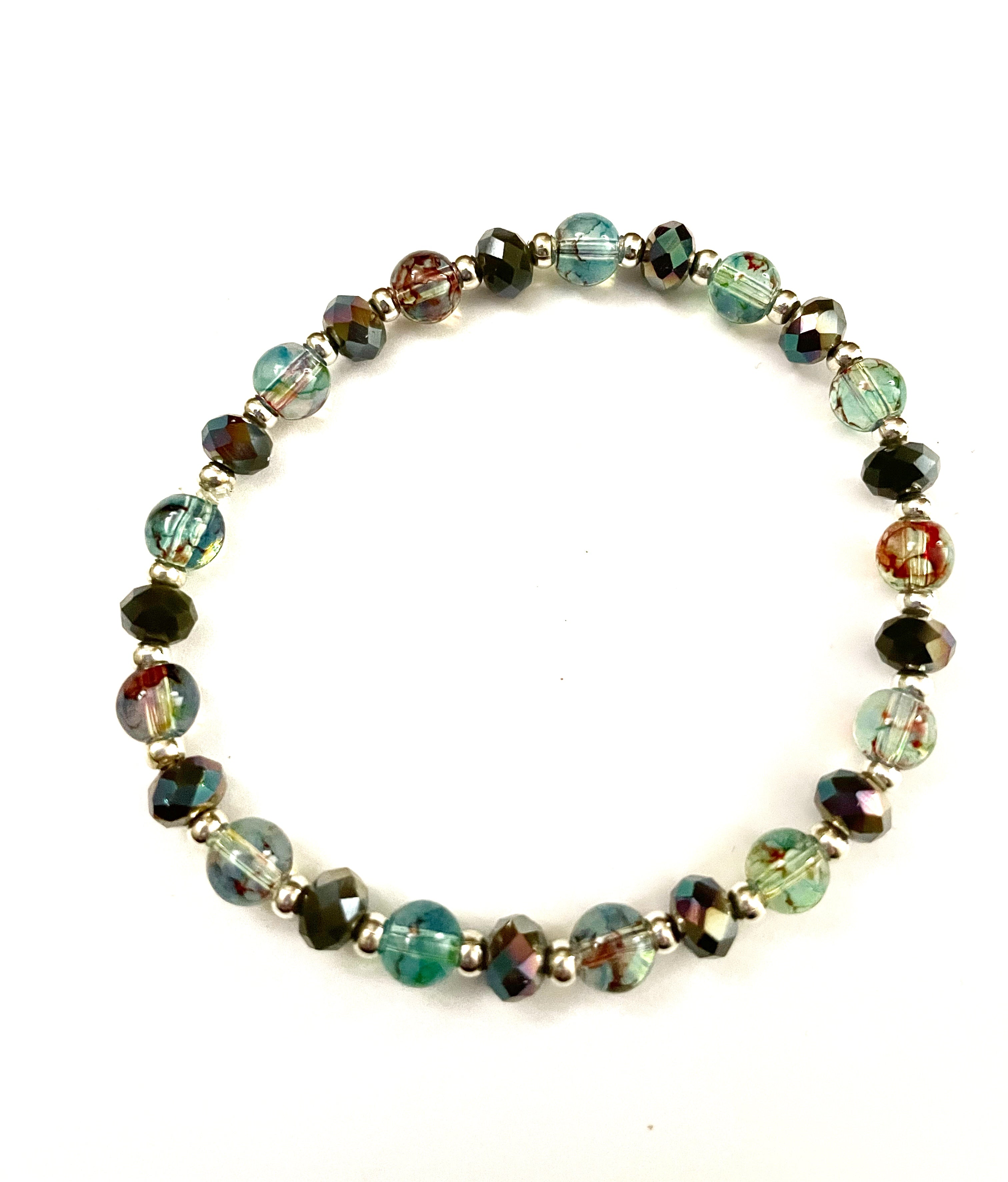 Green with Brown Stretchy Bracelet