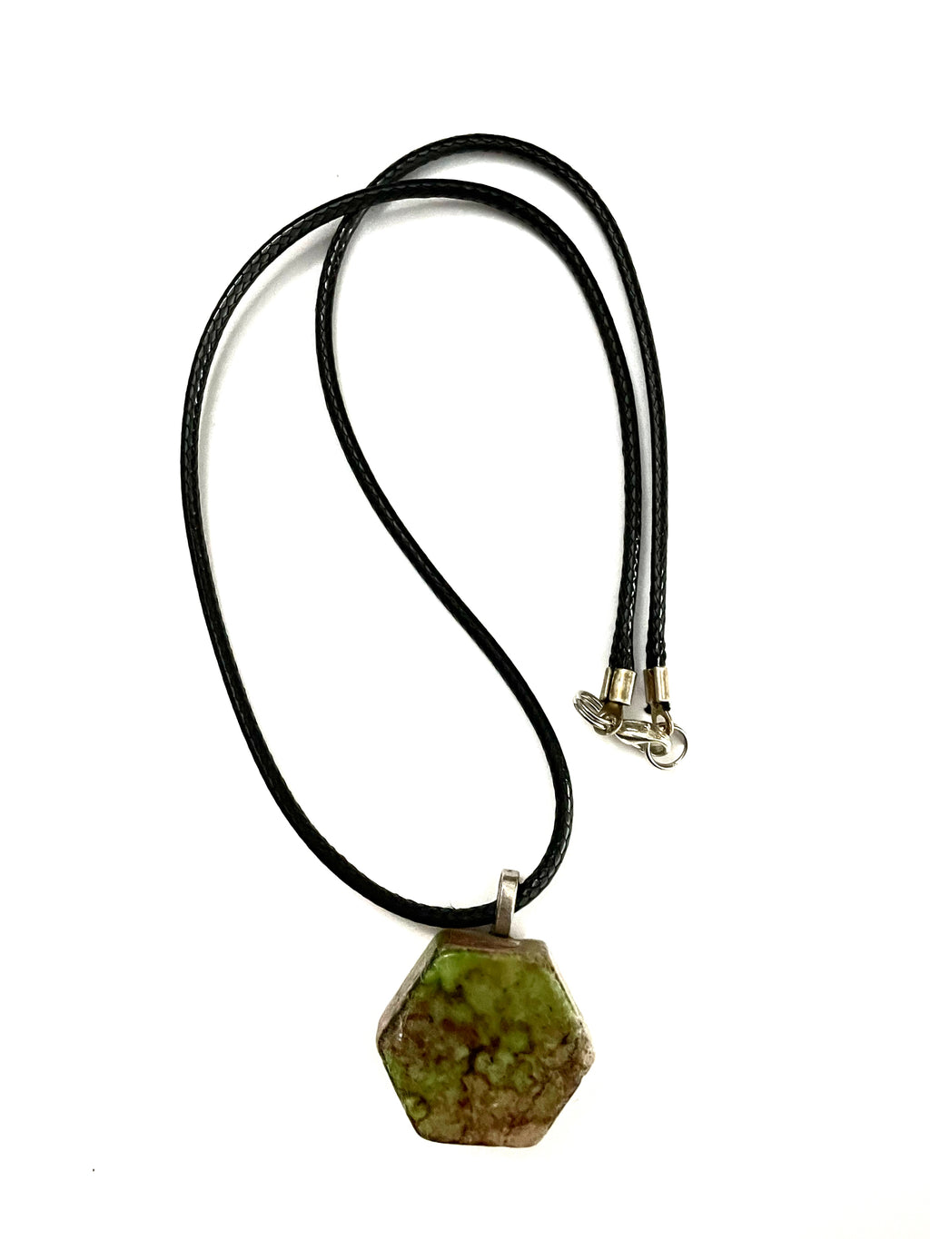 Wine and Green Hexagon Tile Necklace