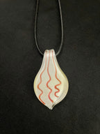 White with Pink Lines Glass Necklace