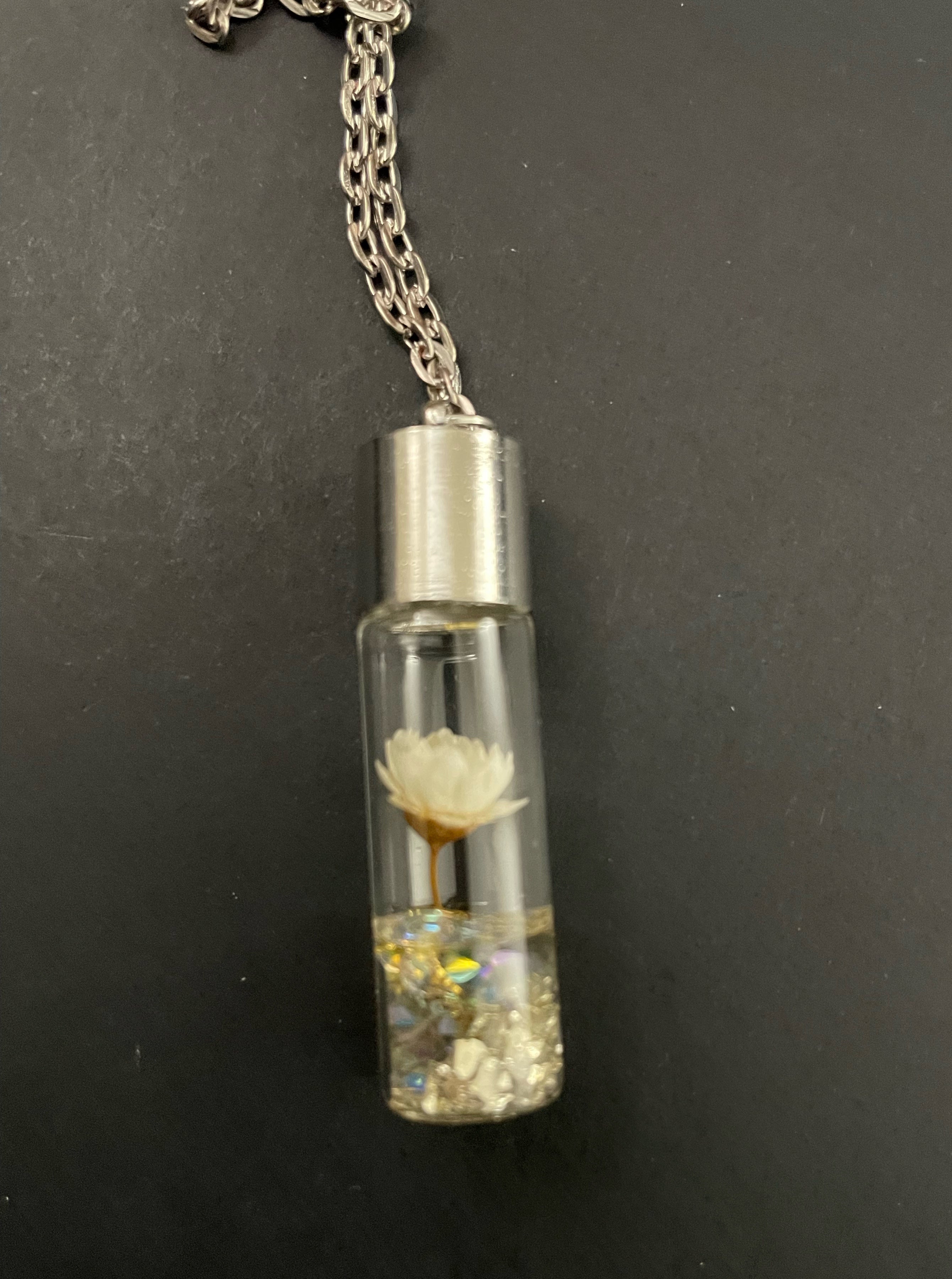 Dried Flower in Glass Bottle Necklace