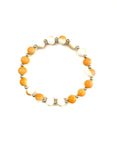 Orange and White Glass Stretchy Bracelet