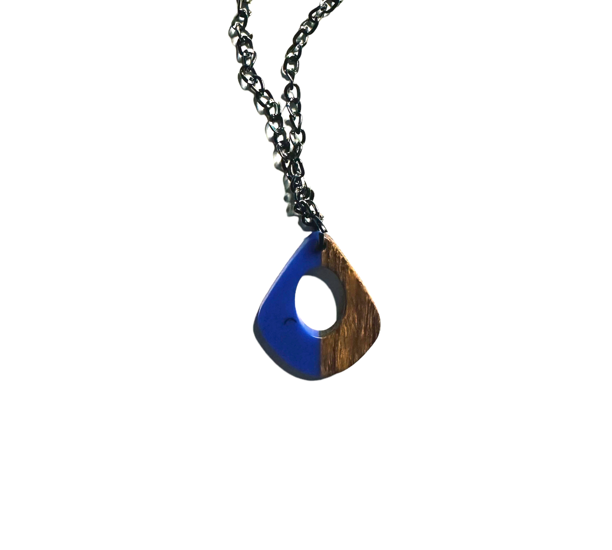 Teardrop Resin and Wood Pendant Necklace