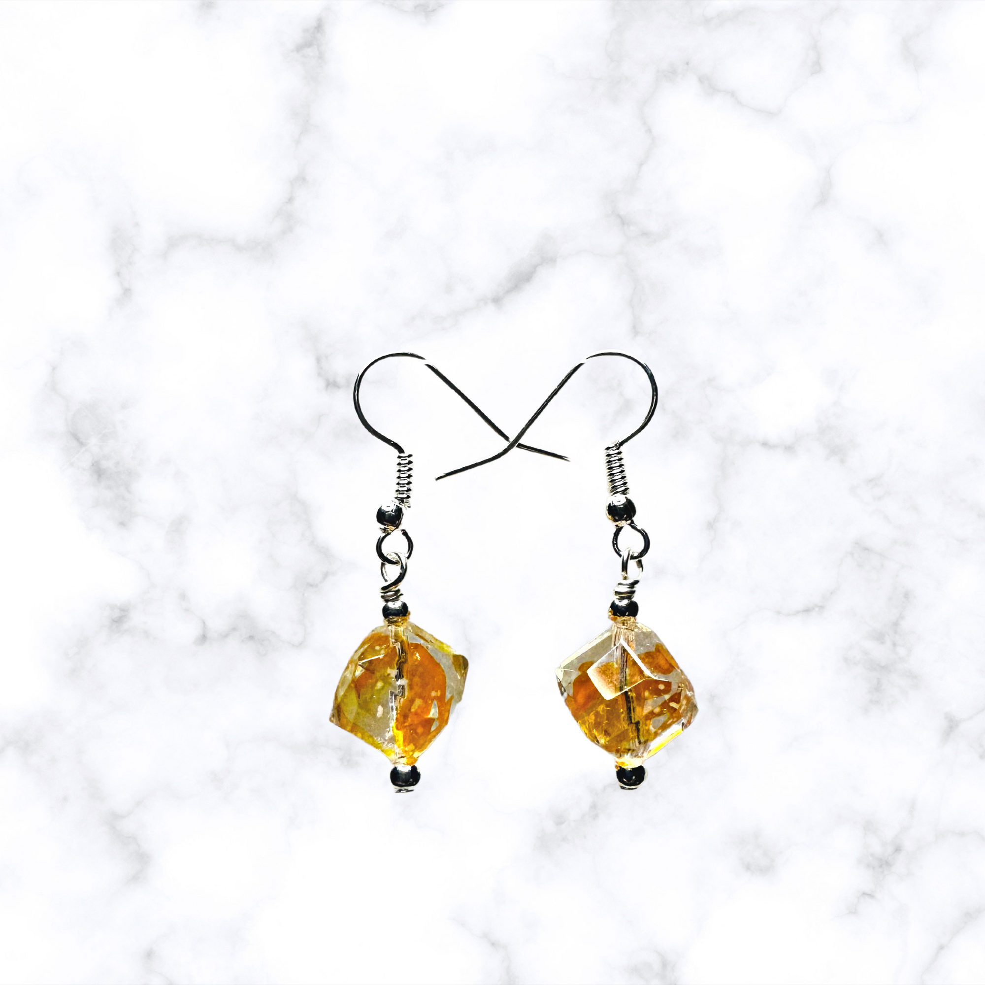Orange & Clear Glass Earrings